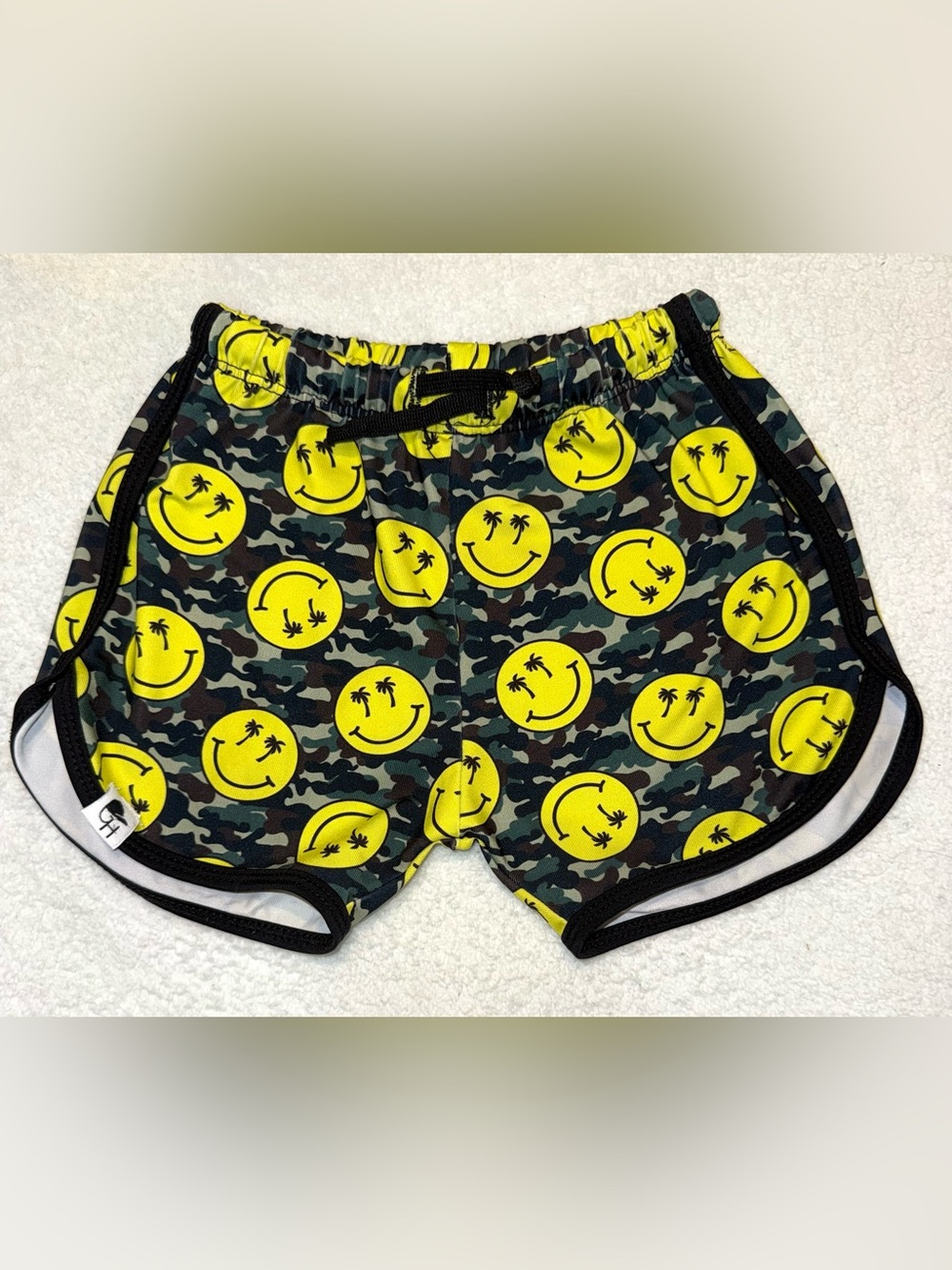 George Hats smiley camouflage track swim shorts, size 3-4T